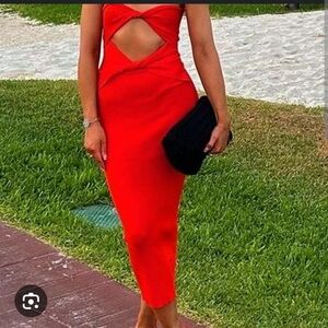 Meshki Gabrielle twist knit midi dress